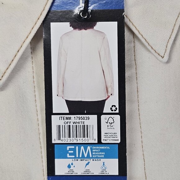 Well Worn Women's Size L Denim Button Up Jean Jacket Off White Cotton Blend - Picture 3 of 12